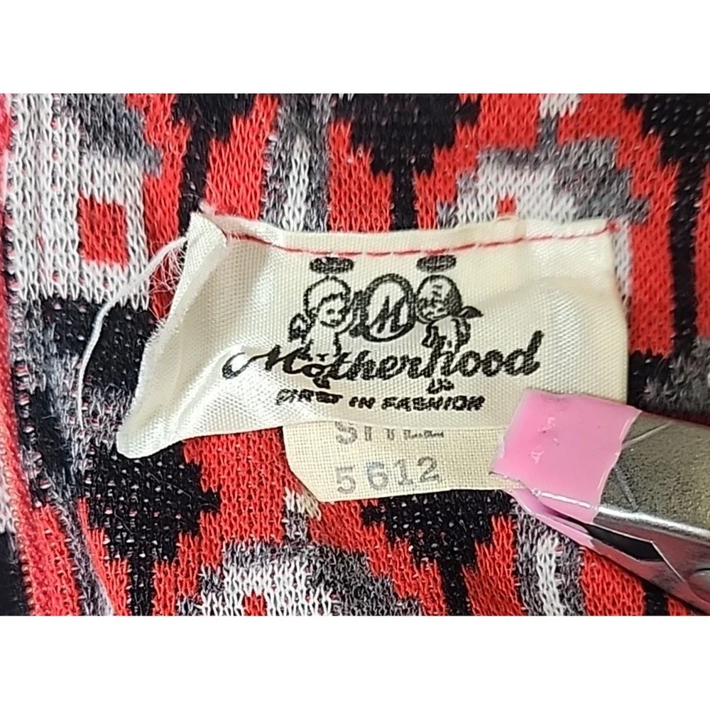 Vintage MOTHERHOOD Knit House Print Red Maternity Maxi‎ Dress SIZE M Acrylic